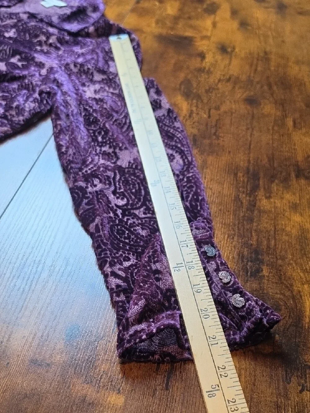 COLDWATER CREEK | Purple Burnout Velvet Paisley Button Down Blouse | XL Petite